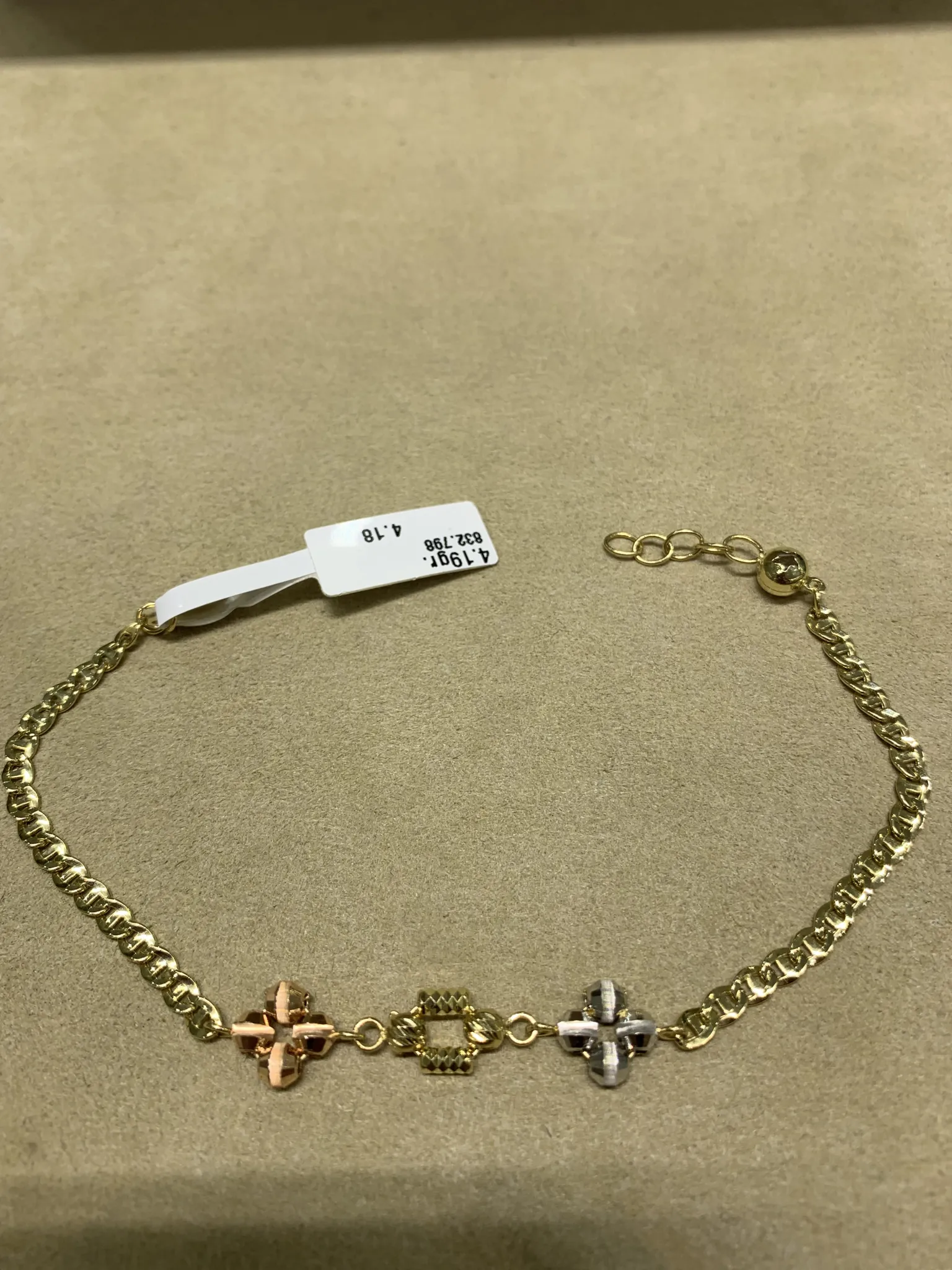 Dorika Roz Altın Beyaz Altın Sarı Altın bileklik