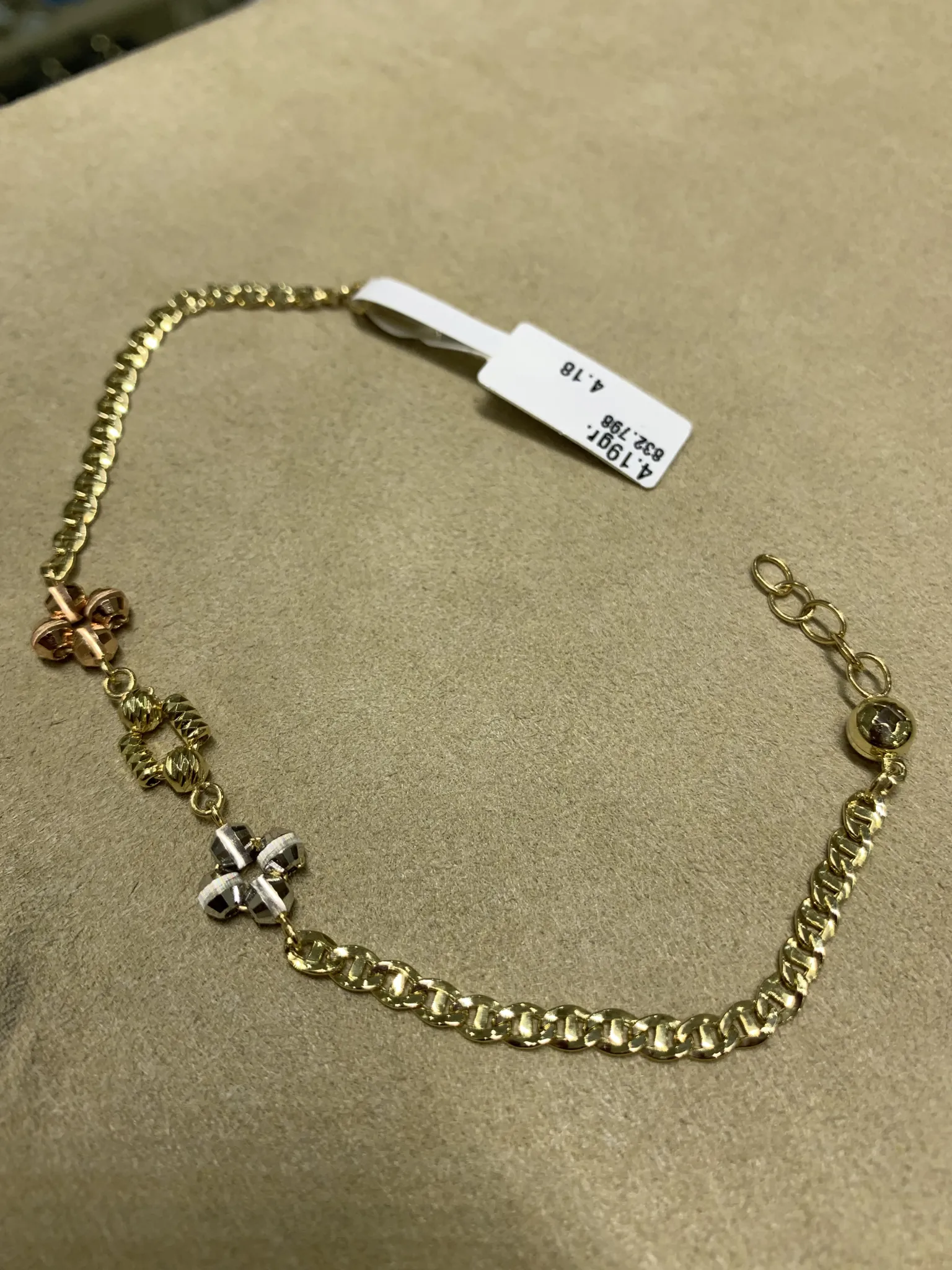 Dorika Roz Altın Beyaz Altın Sarı Altın bileklik