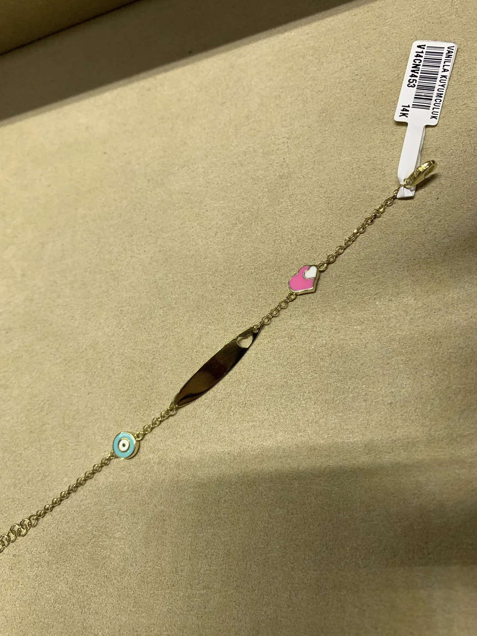 14 Ayar Altın Pembe Mavi Mineli 