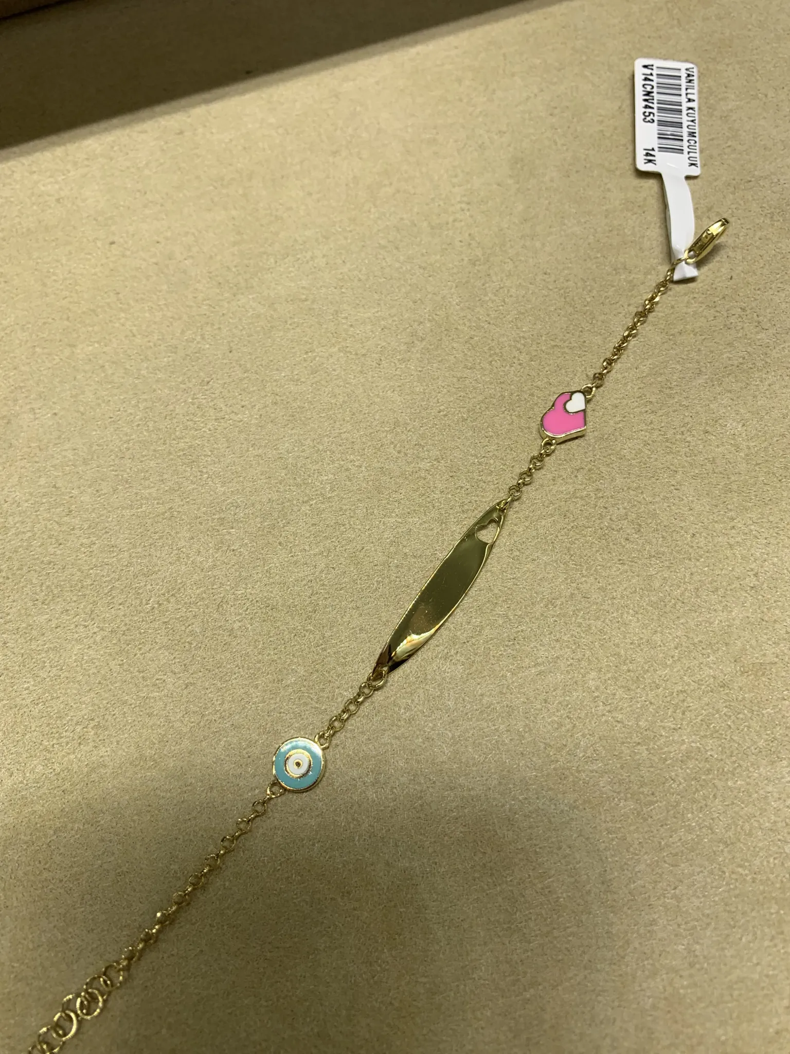 14 Ayar Altın Pembe Mavi Mineli 